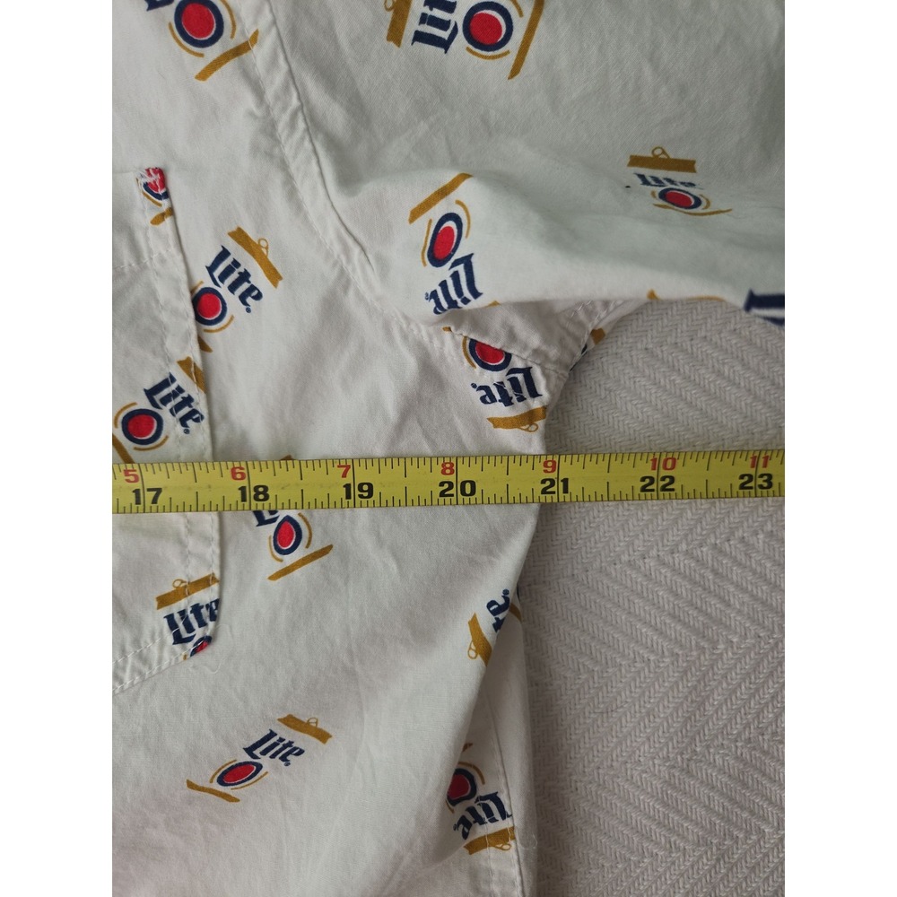 Miller Lite Beer Can Print Button Up Short Sleeve Shirt Men's Medium - Picture 8 of 8
